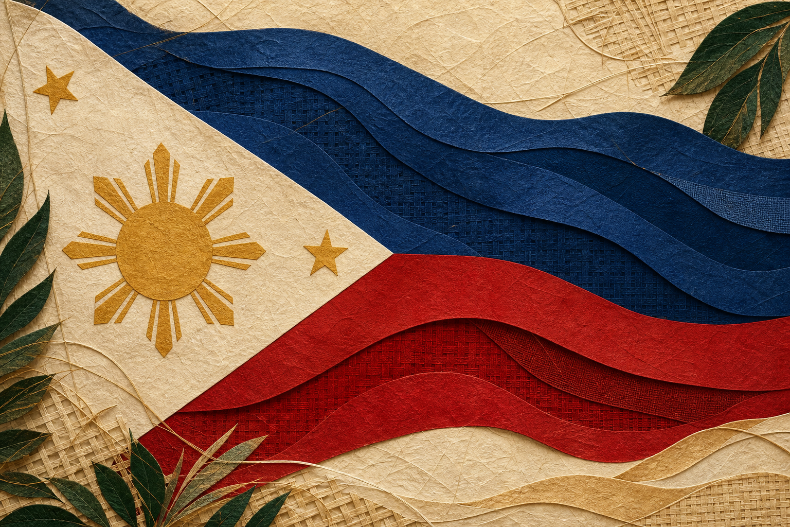 A woven paper interpretation of the Philippine flag